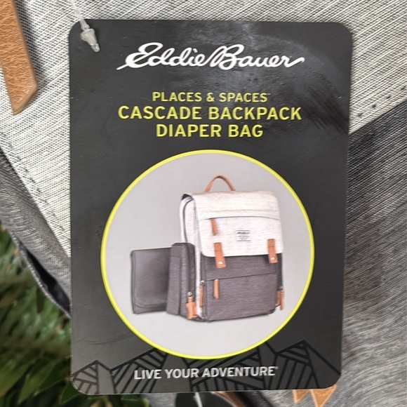 Brand New Eddie Bauer Cascade Back Pack Diaper Bag Two Tone Gray Organizer - Picture 6 of 16